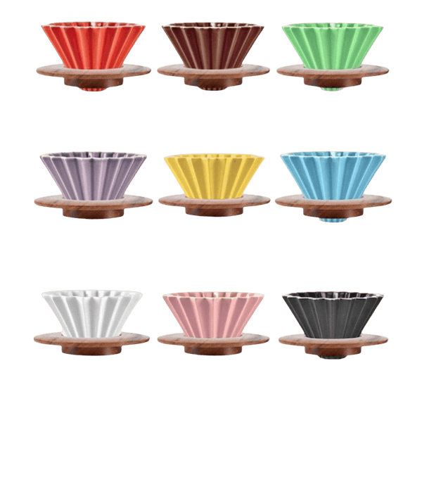 ⁨اقماع حجم 0.2 تقطير مزودة بقاعدة خشبية وعدة اللوان⁩ Coffee Tools | الأدوات القهوه ⁨اقماع حجم 0.2 تقطير مزودة بقاعدة خشبية وعدة اللوان⁩